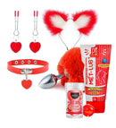 Kit Sado Vermelho + Lubrificante Beijável + Hot Ball – Experiência Sensual Completa